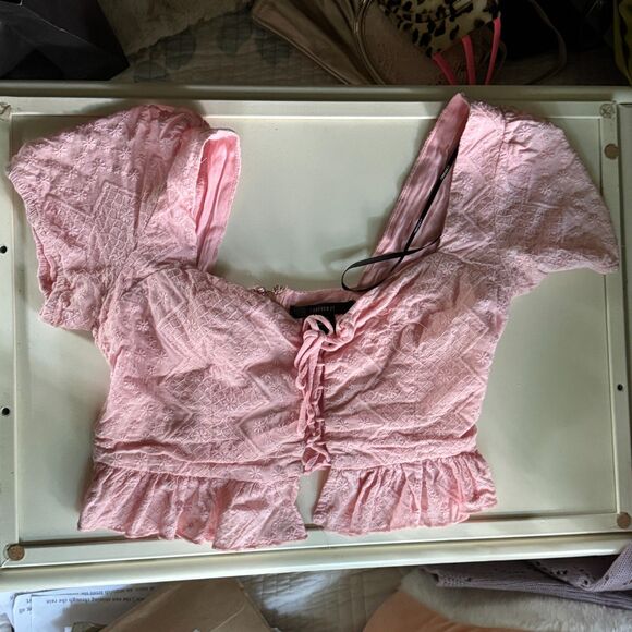 Forever 21 Pink Corset Peasant Crop Top – Size S - Picture 1 of 3